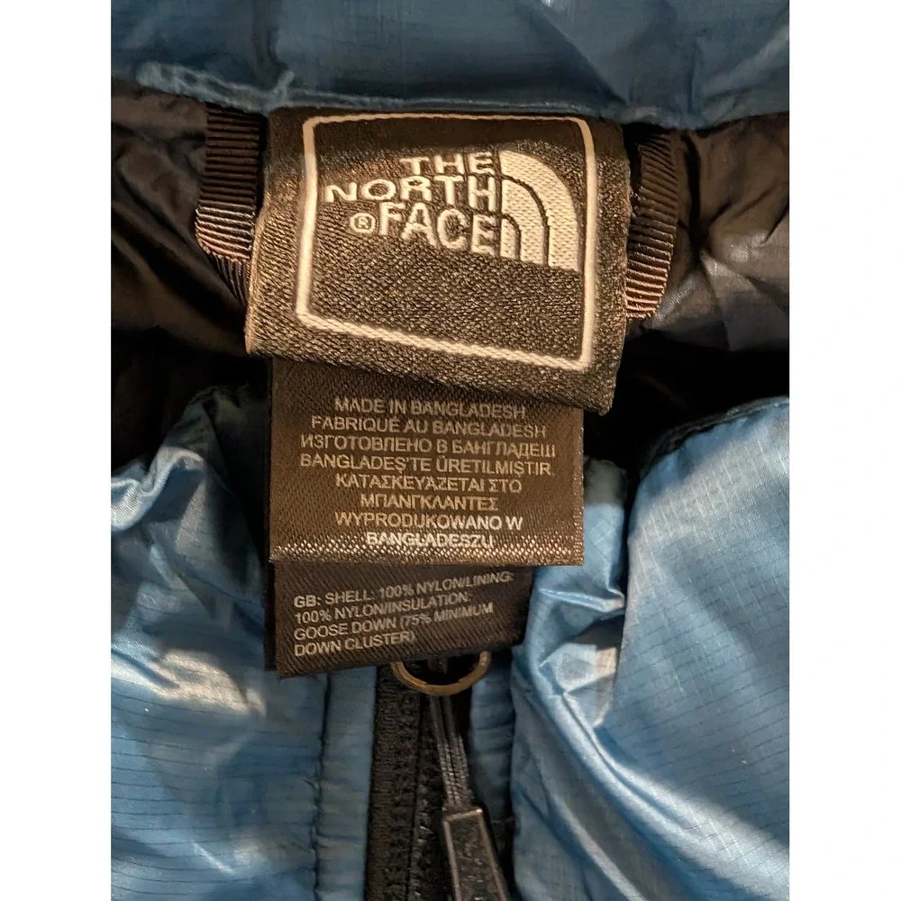 The North Face 700 Fill Down Puffer Vest Mens XL Blue Full Zip Quilted Mock Neck